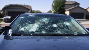 Auto glass damaged from Houston hail storm